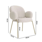 Ivory white boucle accent chair featuring stylish white metal legs for modern living spaces