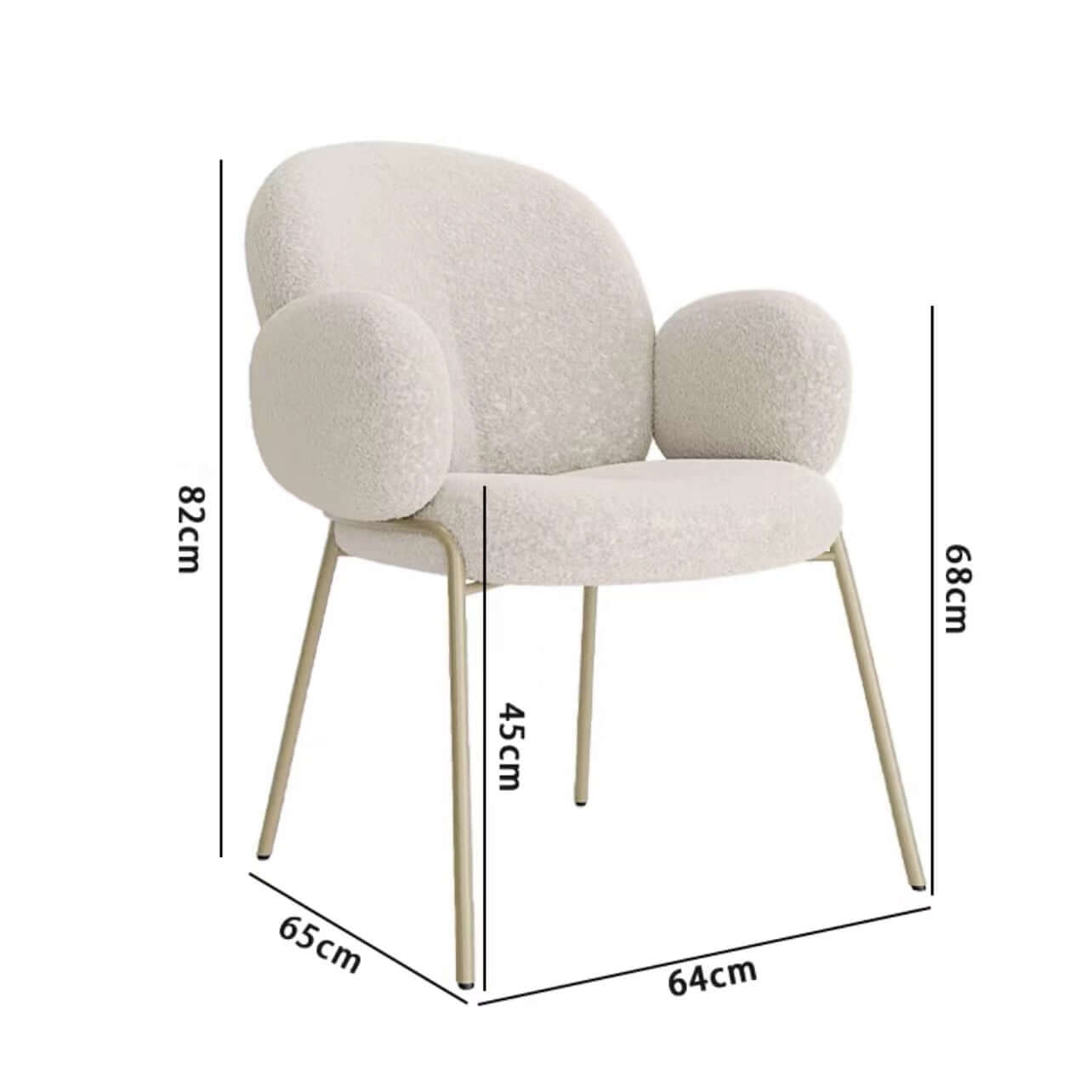 Ivory white boucle accent chair featuring stylish white metal legs for modern living spaces