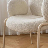 Ivory White Boucle Accent Chair with White Metal Legs