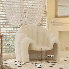 Velvet accent chair and ottoman set in white, brown, and blue with modern elegance