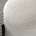 Round Nordic white boucle sherpa vanity stool with black legs, perfect as an accent chair