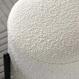 Nordic White Boucle Sherpa Round Vanity Stool Accent Chair with Black Legs