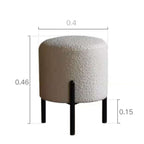 Round Nordic white boucle sherpa vanity stool with black legs, perfect as an accent chair
