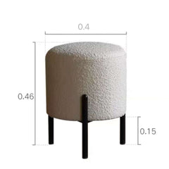 Sophisticated Nordic White Boucle Sherpa Round Vanity Stool Accent Chair with Black Legs for Stylish Homes