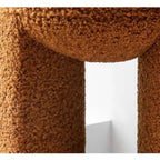 Brown and white boucle stool with short and long design, ideal for living room, bedroom, or entryway seating