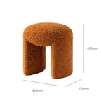 Brown and white boucle stool with short and long design, ideal for living room, bedroom, or entryway seating