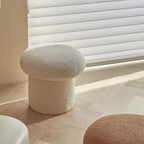 Cute Nordic boucle mushroom stool with round shape, perfect vanity seat for children