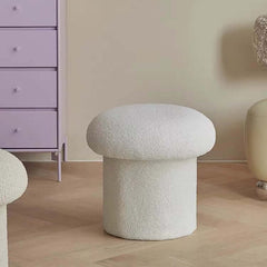 Nordic Boucle Mushroom Stool - Cute and Round Vanity Stool for Children in Beige