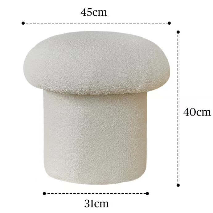 Cute Nordic boucle mushroom stool with round shape, perfect vanity seat for children