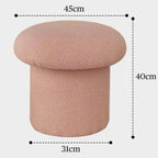 Cute Nordic boucle mushroom stool with round shape, perfect vanity seat for children