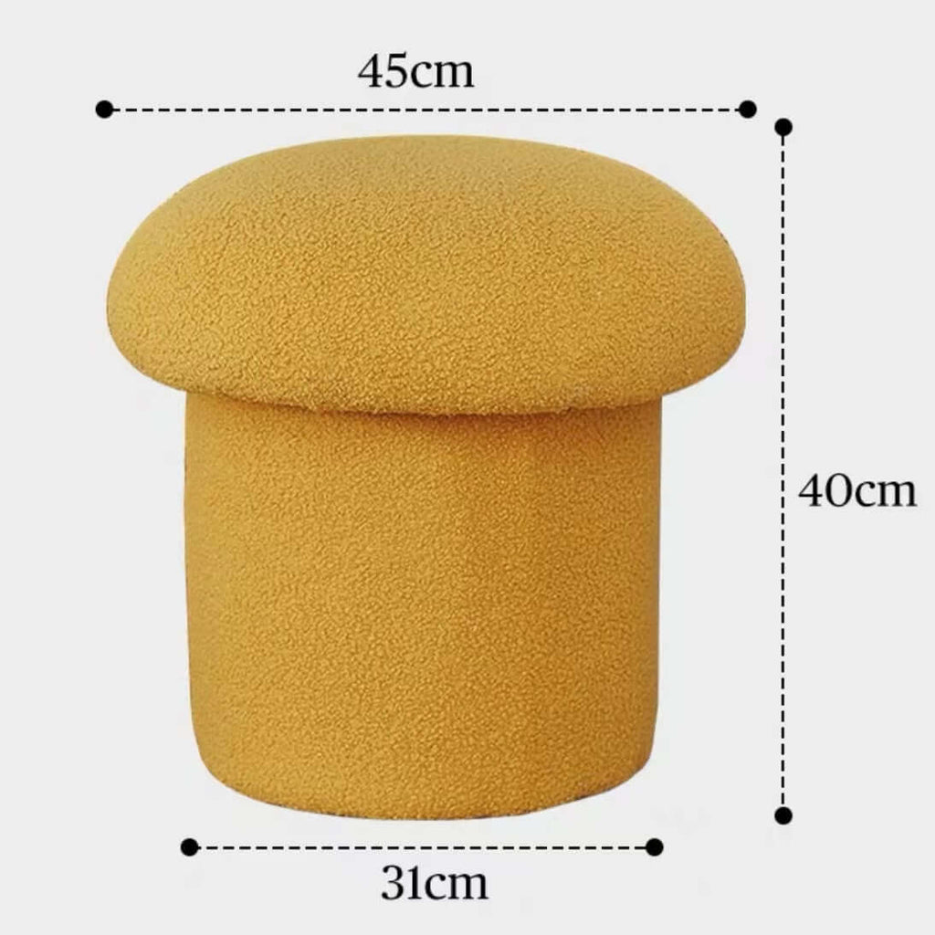 Cute Nordic boucle mushroom stool with round shape, perfect vanity seat for children