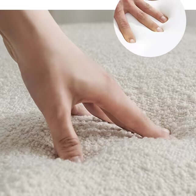 Nordic ivory boucle sherpa vanity stool chair with low back in white, gray, and green