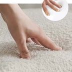 Nordic ivory boucle sherpa vanity stool chair with low back in white, gray, and green