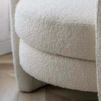 Nordic ivory boucle sherpa vanity stool chair with low back in white, gray, and green
