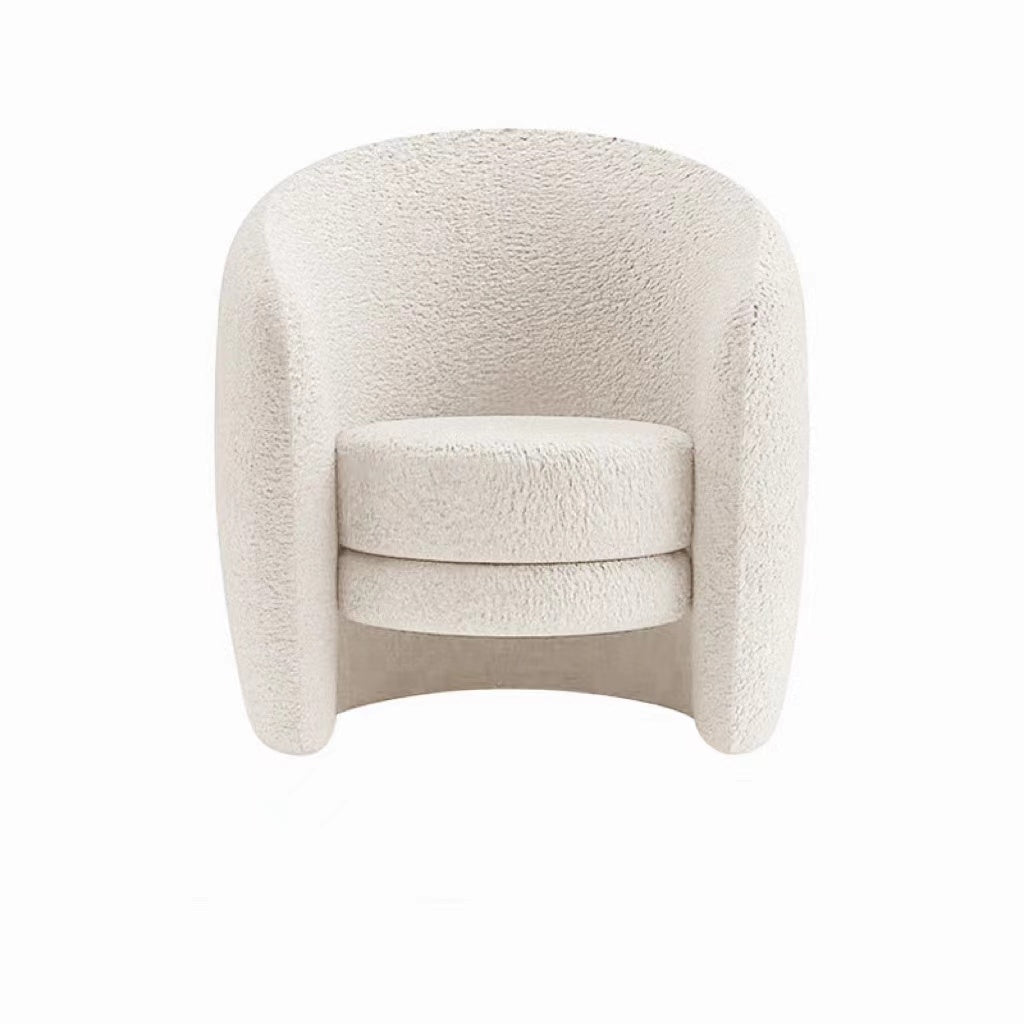 White/Gray/Green Nordic Ivory Boucle Sherpa Chair Vanity Stool Accent Chair With Low Back