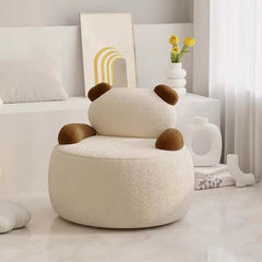 White boucle sherpa chair with bear accent - cozy and stylish furniture for living room