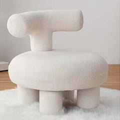 Stylish white/blue/yellow/pink chair with boucle sherpa for fashionable home setting