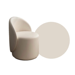 Chic Nordic White Boucle Sherpa Round Vanity Stool Swivel Accent Chair with Low Back in Light Color