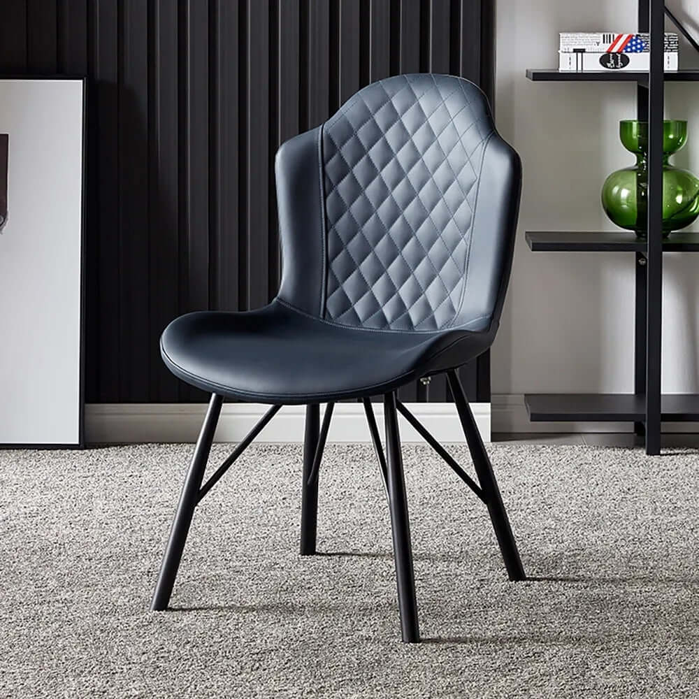 Modern high back leather dining chair with upholstered seat, set of 2 Imagen principal del producto