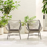 Outdoor PE Rattan Patio Chair with Cushion Pillow Included Set of 2