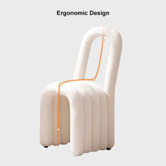 Modern White Boucle Sherpa Dining Room Chair Side Chair