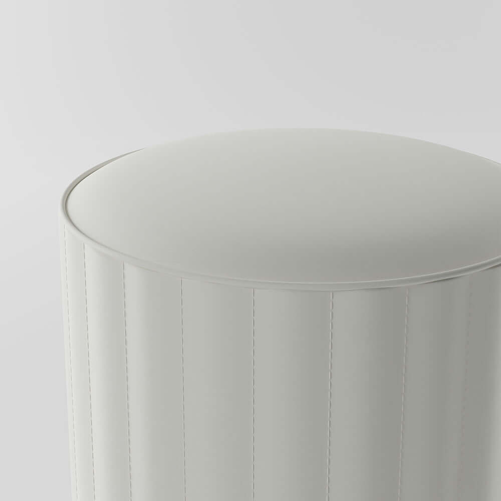 Fashionable White Round Vanity Stool with Upholstered Seat