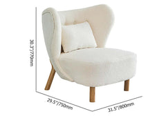 Chic White Lamb Boucle Sherpa Wingback Chair in Wooden Frame for Stylish Home Furnishing