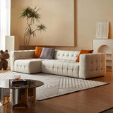 112.2" White Tufted Boucle Full Convertible Power Sleeper Sectional Sofa with 3 Pillows