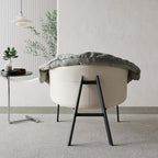 Contemporary Gray & Beige Lounge Chair with Soft Velvet & PU leather