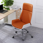 Stylish Faux Leather Desk Chair with Smooth Rolling Wheels and Height Control