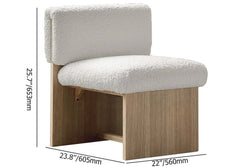 Modern wood boucle sherpa accent chair in white with teddy velvet upholstery for comfort