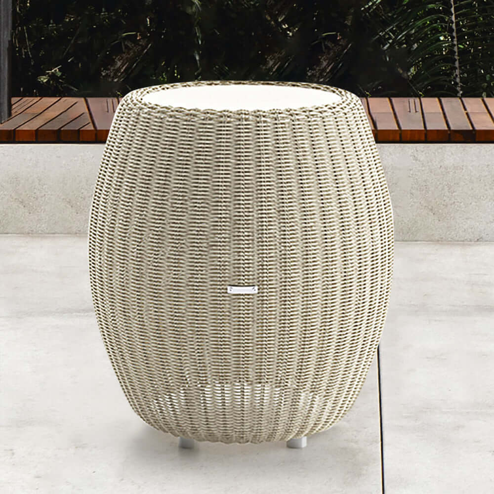 18.9インチ ブラックラタン ガラストップ バレルエンドテーブル コーヒーテーブル サブ画像