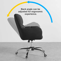 Contemporary office chair featuring cotton and linen fabric, swivel and adjustable height for ergonomic support