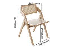 Set of 2 Japandi natural folding dining chairs made from solid wood and durable rattan