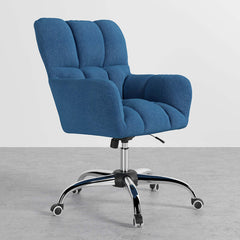 Stylish and comfortable swivel task chair with height adjustment in cotton and linen upholstery for modern offices