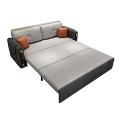 Multi-functional modern gray sleeper sofa with storage and leathaire upholstery