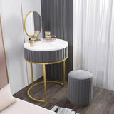 Modern Makeup Vanity Set Velvet Upholstered Small Dressing Table Mirror&Stool Included