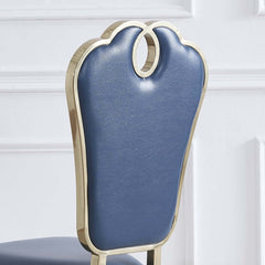 Blue upholstered dining chairs with golden frame, set of 2 for fashionable dining areas