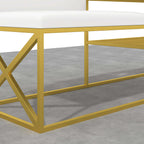 Elegant PU leather bench seat with gold legs in white for entryway