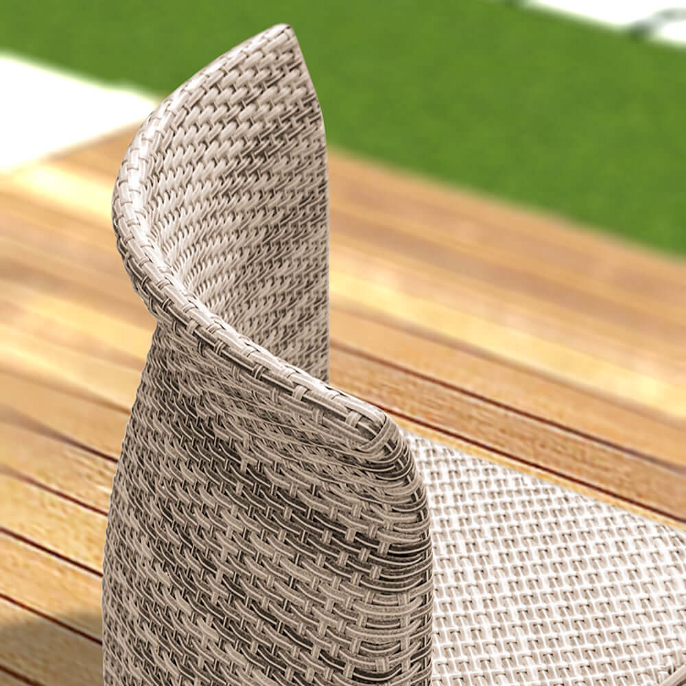 Gray rattan furniture with tempered glass table