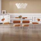 Elegant orange velvet dining chairs, set of 2 modern upholstered acrylic side chairs