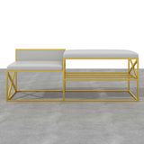 Modern PU Leather Upholstered Entryway Bench White with Gold Legs