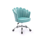 Adjustable-height office chair in luxurious beige velvet material