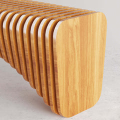 Modern seating with natural wood and linear surface