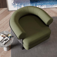 Contemporary green boucle accent chair with cozy sherpa fabric and elegant round back design