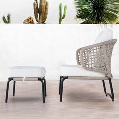 Aluminum and rope patio chair set for stylish outdoor seating