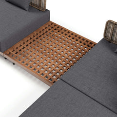 Weather-Resistant Aluminum and Rattan Outdoor Seating with Gray and Brown Cushion