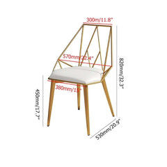 Contemporary white dining chairs featuring premium PU leather upholstery and stunning golden geometric frames