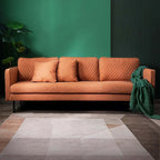 82.7 inch long Orange Leathaire Fabric Upholstered Sofa 3Seater with Pillows Back Square Arm