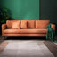 82.7 inch long Orange Leathaire Fabric Upholstered Sofa 3Seater with Pillows Back Square Arm